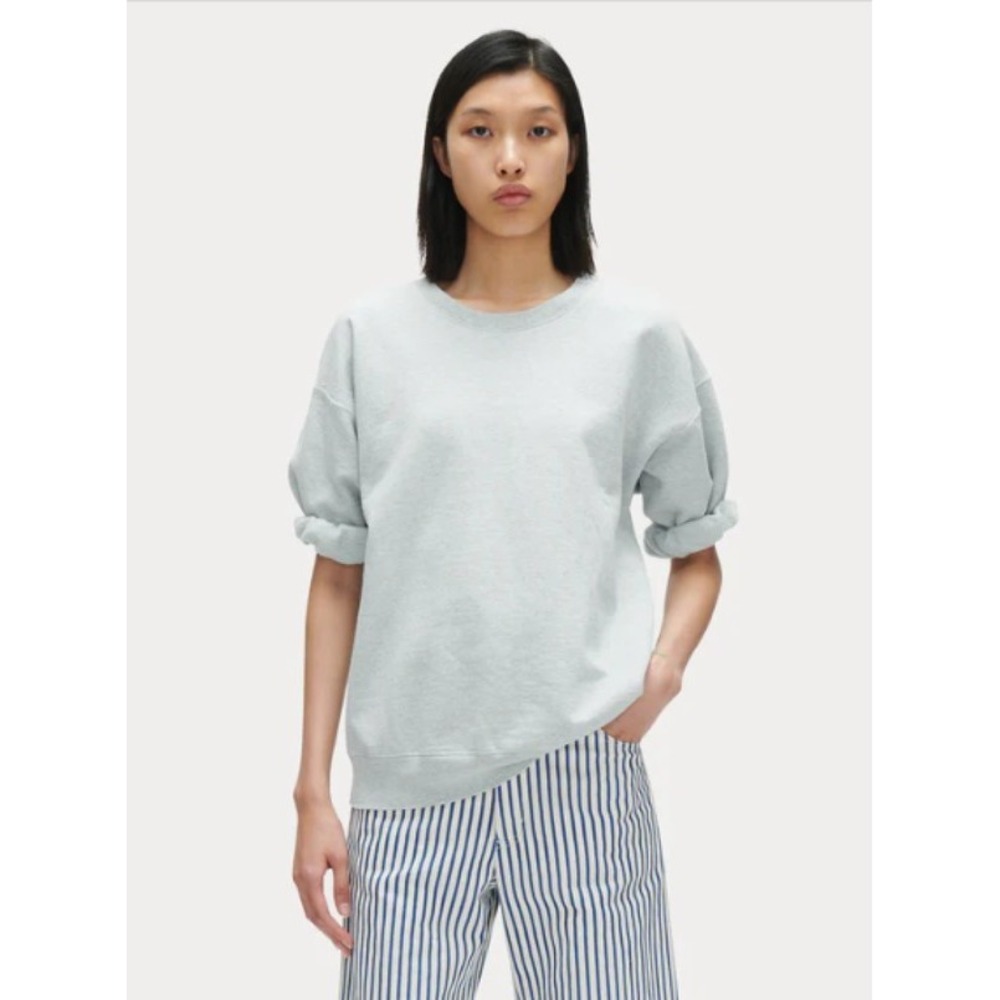 RACHEL COMEY Stanza Sweatshirt in Seafoam Green Gray Roll Sleeve Sz S Luxury